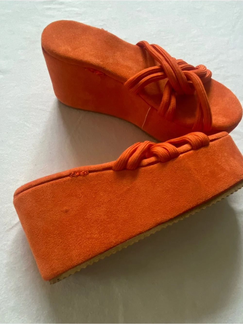 Orange Platform Knot-Detail Women's Sandals